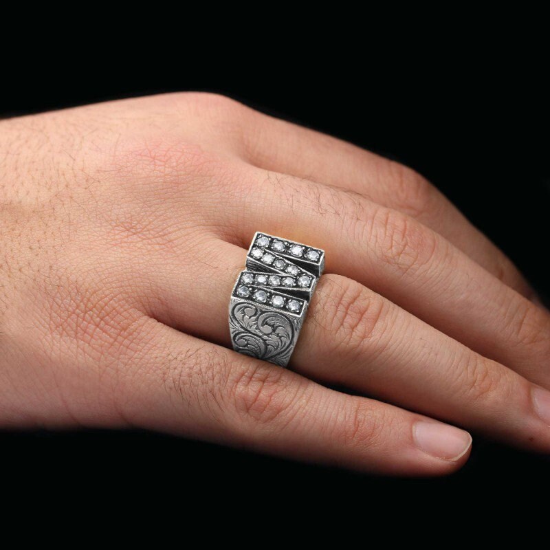 Sterling Silver Initial Ring, Bold Celtic Letter M Ring - Etsy