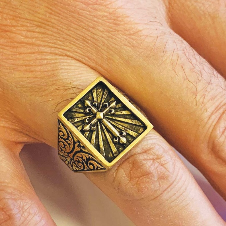 Silver Cross Men's Ring Cross Ring Christian Etsy