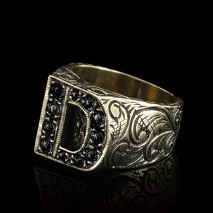 Silver D Letter Ring, D Alphabet Ring, A-Z Initial Ring, Silver ...