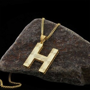 Colgante de letra de plata de diseño personalizado, collar tipo alfabeto de plata, colgante de letra H de plata esterlina, collar de letras de plata alfabeto en negrita,
