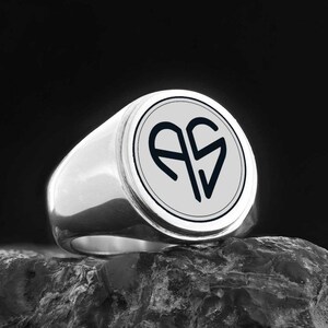 Anillo de monograma de plata de ley 925, anillo personalizado de plata, anillo inicial, anillo de letras, anillo de monograma personalizado, anillo de monograma personalizado