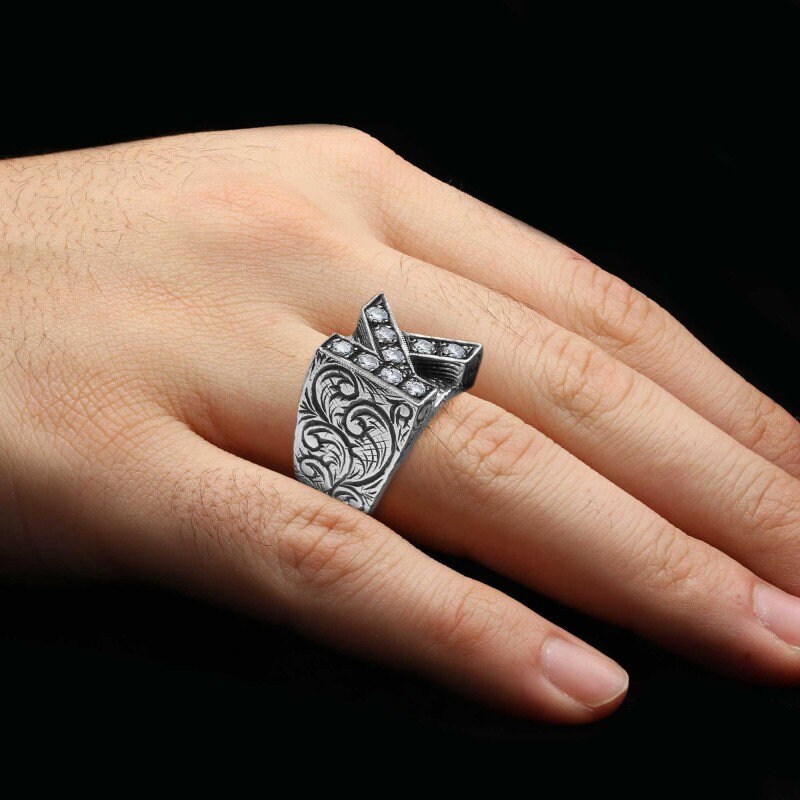 Anello lettera K argento anello alfabeto K anello iniziale A Z