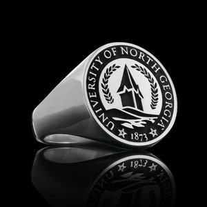 Customized School Ring, Personalized High School Ring, Silver Graduation Ring, Gold Signet Ring, Custom Class Ring, College Ring