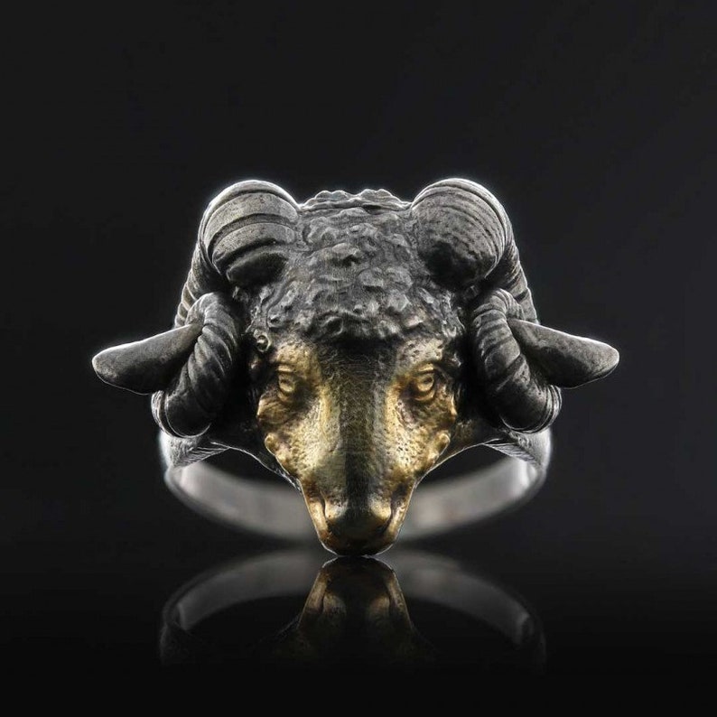 Ram Rng Silver Ram Ring, Sterling Silver Ram Ring, Ram Design Jewelry- Fathers ...