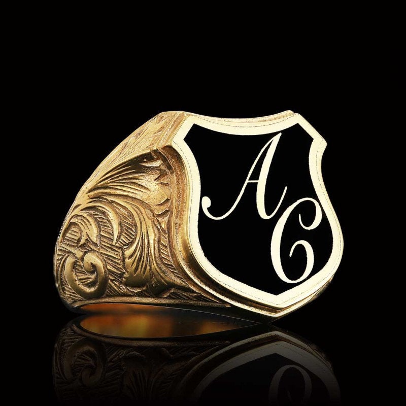 925 Sterling Silver Letter Ring, Custom Signet Ring, A-Z Initial Ring ...
