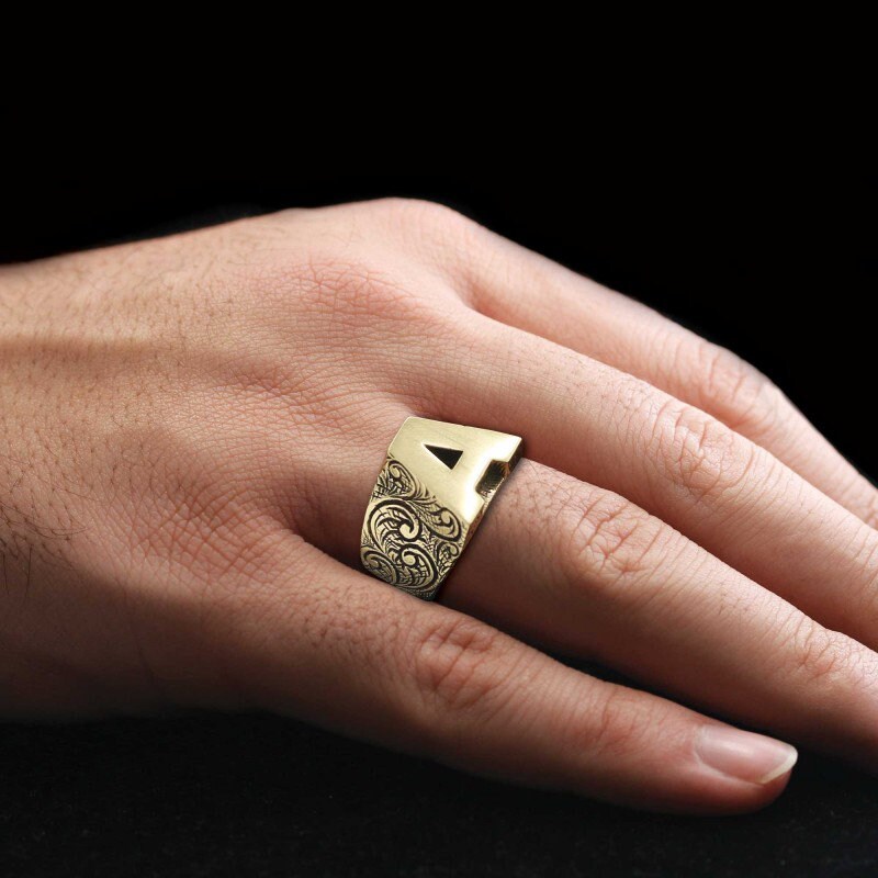 925 Sterling Silver Letter Ring, Letter C Ring, A-Z Initial