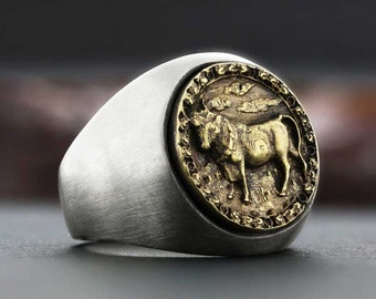 Taurus Zodiac Silver Ring - Taurus Ring - Birthday Gift - Sterling Silver Taurus Ring - Horoscope Ring, Taurus Horoscope Ring, Silver Taurus