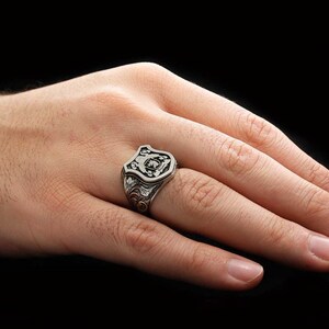 Custom Signet Ring: Personalized Family Crest Coat of Arms Ring for Men image 7