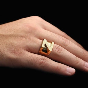 Anillo de letras de plata esterlina 925, anillo de letras Z, anillo inicial de la A a la Z, anillo de tipo alfabeto de plata, alfabeto en negrita de anillo de letras de plata, anillo de alfabeto