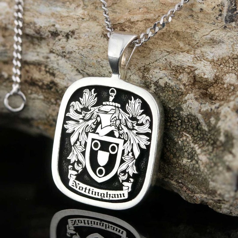 Personalized Family Crest Necklace Gold Custom Coat of Arms Etsy