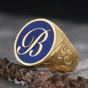 Anillo de letras de plata esterlina 925, anillo de sello personalizado, anillo inicial de la A a la Z, anillo del alfabeto del monograma de plata, anillo de letras de diseño celta de plata
