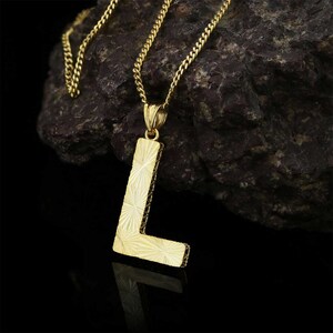 Colgante de letra de plata de diseño personalizado, collar tipo alfabeto de plata, colgante de letra L de plata esterlina, collar de letras de plata alfabeto en negrita,