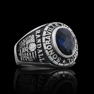 Silver Custom College Ring, High School Class Ring,  Personalized Class Ring, Custom Graduation Gift, Personalized Ring, Custom Signet Ring