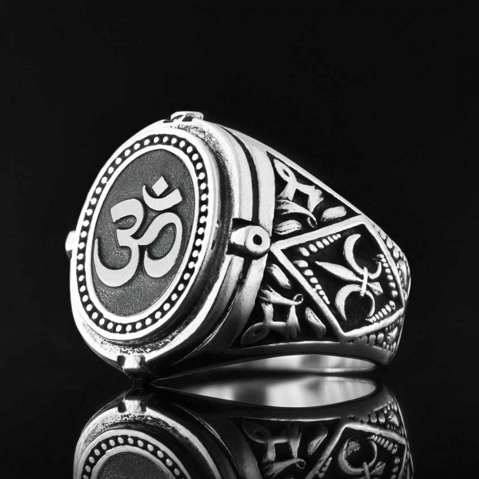 Hindu Rings Parad Silver Hinduism Ring, Sterling Silver OM Ring, Buddha Ring, Hindu Ring ...