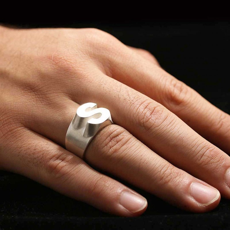 925 Sterling Silver Letter Ring, Letter S Ring, A-Z Initial