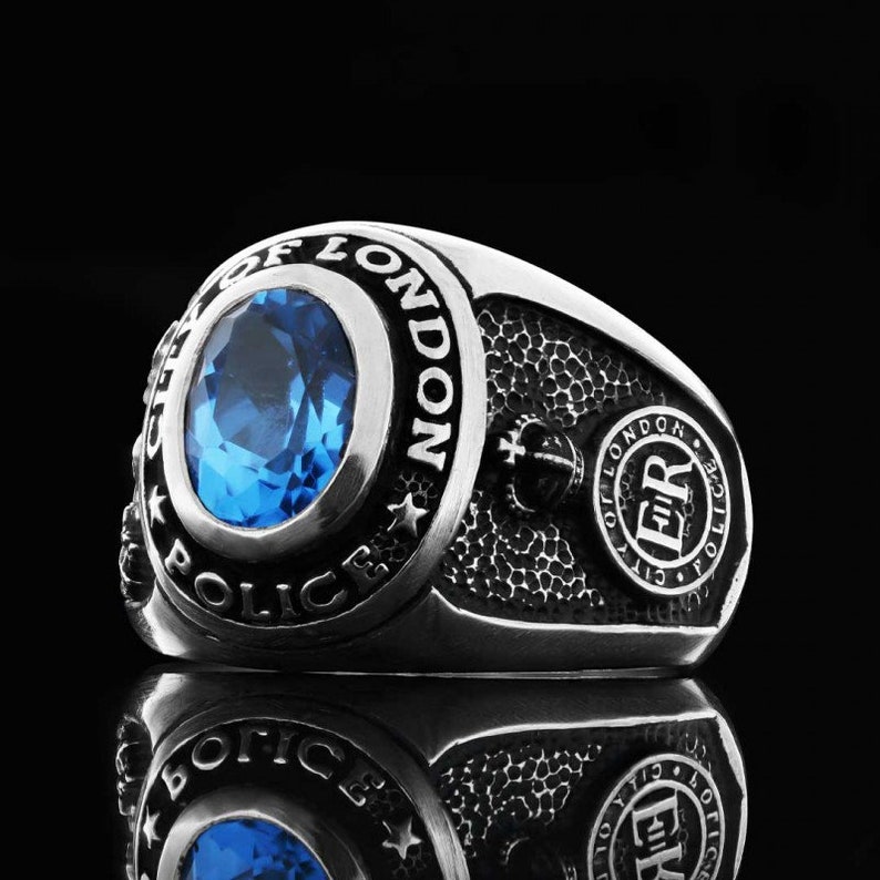 925 Sterling Silver Signet Ring, Logo Ring, Police Gift, Gift for Men ...