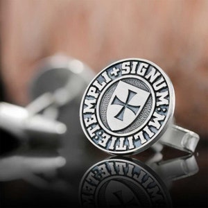 Templi Signum Militie Masonic Cufflink, Silver Cufflinks, Masonic Gift , Sterling Silver Templi Signum Militie Cufflinks, Letter Cufflinks,