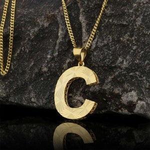 Colgante de letra C de plata esterlina, collar tipo alfabeto de plata, colgante de letra de plata de diseño personalizado, collar de letras de plata alfabeto en negrita,