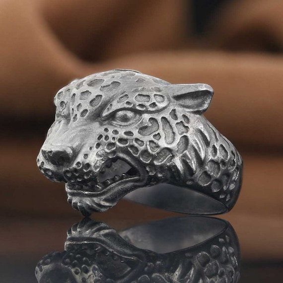Silver Leopard Ring Sterling Silver Leopard Design Ring Leopard Model Ring Fathers Day Gift Etsy