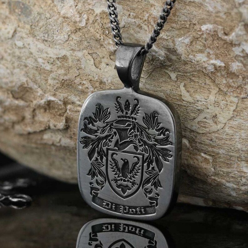 Personalized Family Crest Necklace Gold Custom Coat of Arms Etsy