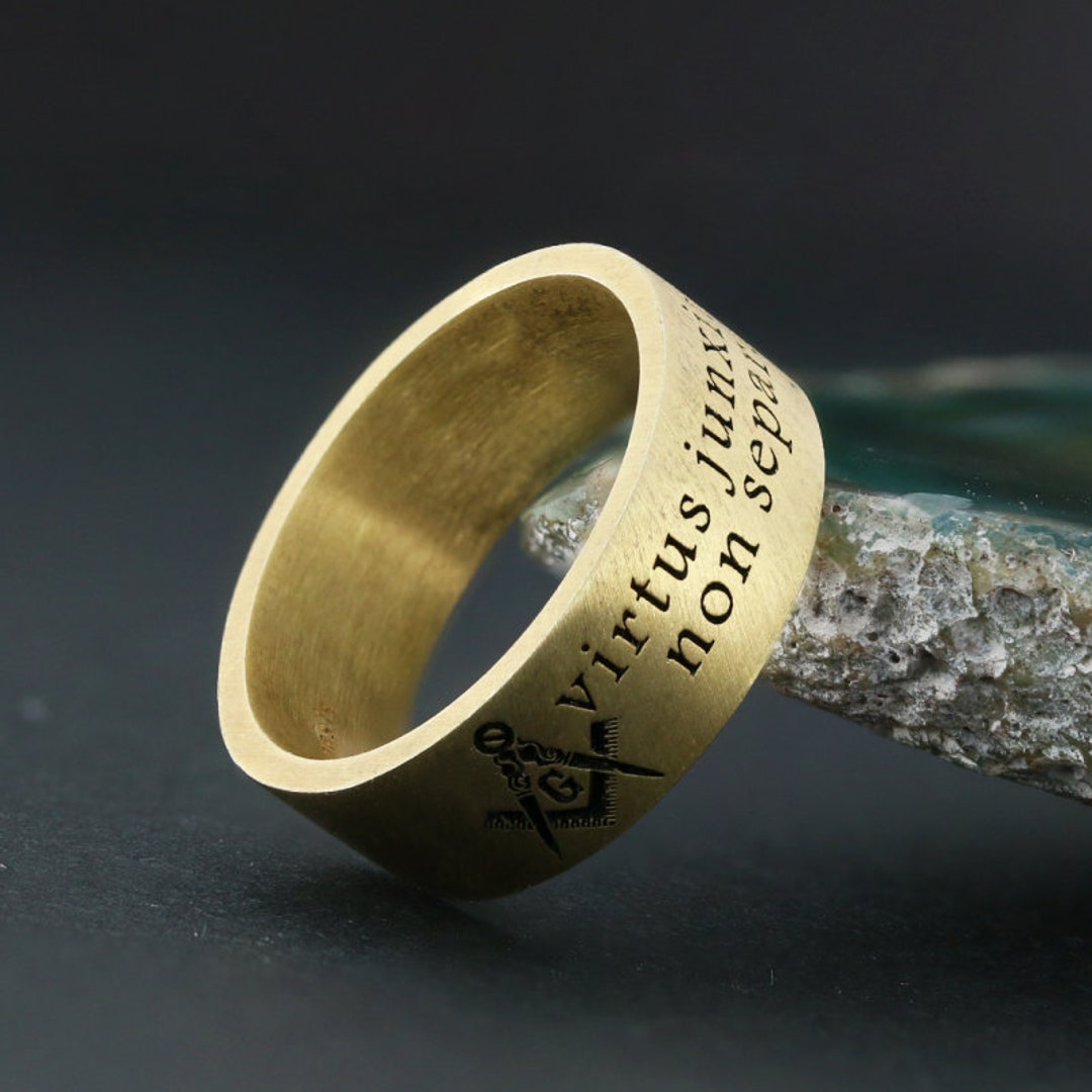 Virtus Junxit Mors Separabit Ring, Masonic Silver Ring , Masonic