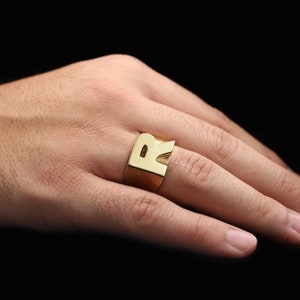 Anillo de letras de plata esterlina 925, anillo de letras R, anillo inicial de la A a la Z, anillo de tipo alfabeto de plata, anillo de letras de plata alfabeto en negrita, anillo de alfabeto