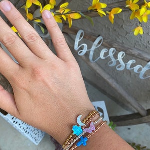 Silver Beaded Butterfly Opal Bracelet, Sterling Silver Butterfly