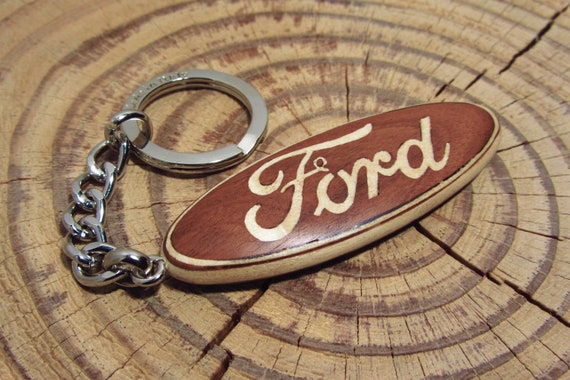 FORD LOGO Portachiavi in Legno Intarsiato 