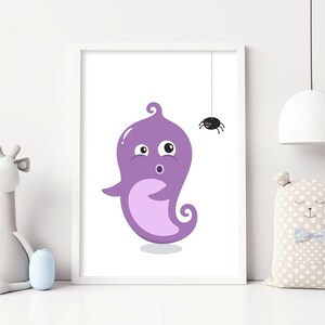 Kids Cute Monster Art Print, Purple Monster Decor, Monster Poster, Funny Monster Nursery Wall Art, Children Bedroom, Kids Room Decor, Boys