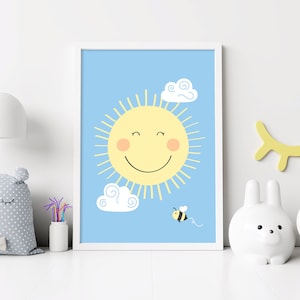Zon kinderdagverblijf Print, Sunshine Poster, Zon Kinderdagverblijf Decor, Zon Poster, Baby Shower Gift, Kids Room Art, Kids Bedroom Wall Art, Speelkamer Decor
