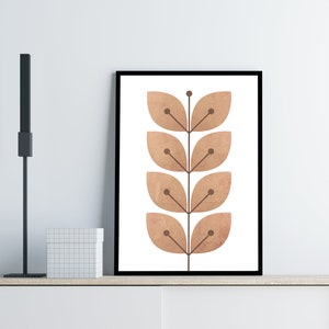 Scandinavian Flower Print, Minimalist Art, Mid Century Print, Mid Century Wall Art, Moden Art, Home Decor, Living Room Decor, Nordic Art