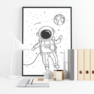Astronaut Print, Art Print for Boys and Girls Room, Space Picture for Kids, Astronaut Poster, Space Wall Art, Nursery Decor, Planet, Star