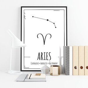 Aries Zodiac Sign Print, Constellation Print, Star Sign Print, Astrologie Print, Zodiac Wall Art, Horoscope Print, Aries Star Chart, Home Art