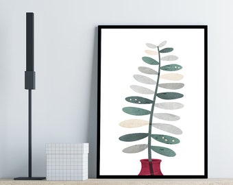 Scandinavian Flower Print, Mid Century Print, Mid Century Wall Art, Moden Art, Home Decor, Minimalist Art, Living Room Decor, Nordic Art