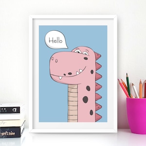 Dinosaur Nursery Print, Dinosaur Decor, Kids Room Decor, Kids Playroom Wall Art Poster, Cute Girls or Boys Print, Cartoon Room Decor, Dino