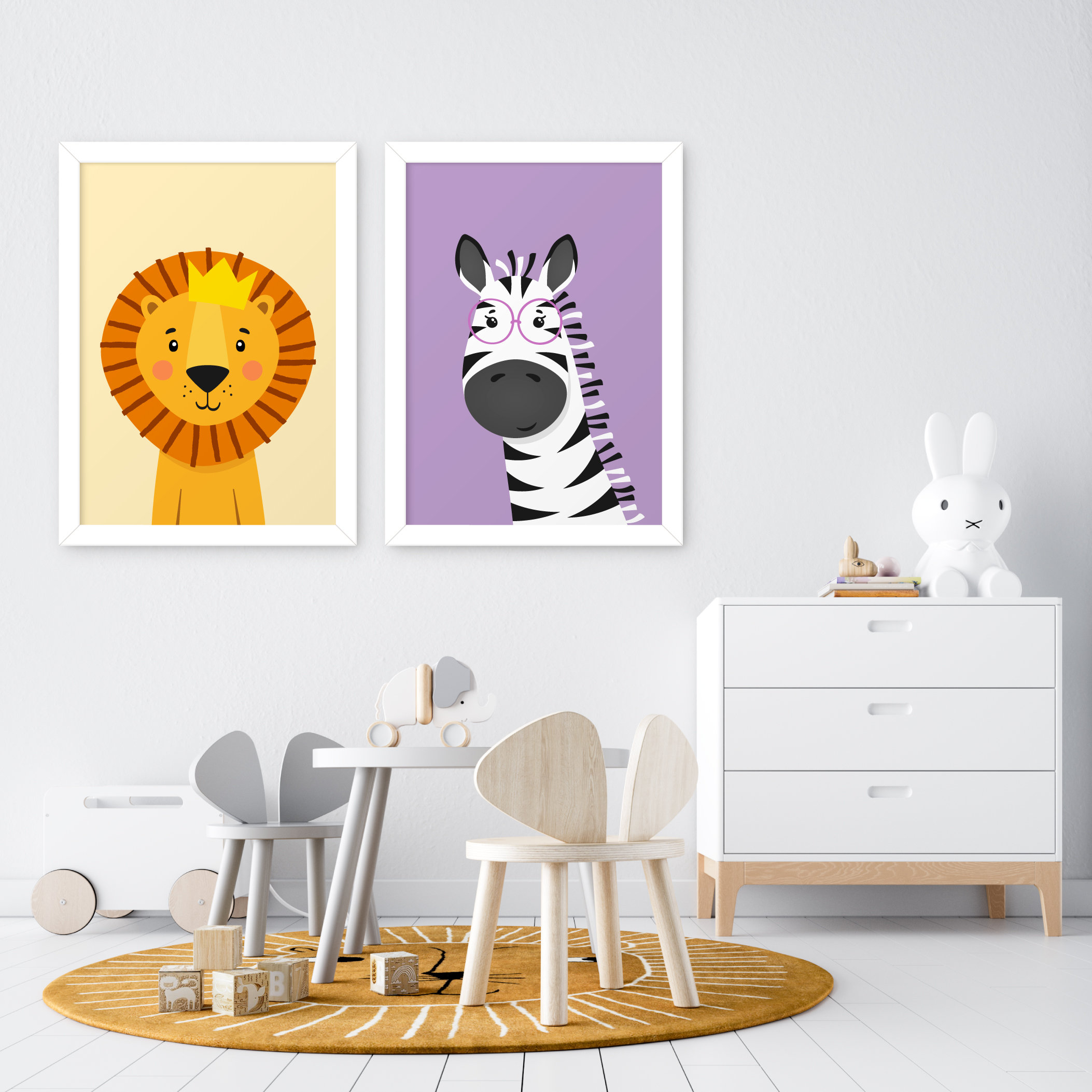 Safari Tiere Kinderzimmer Dekor Set von 2 Tier Drucke Tier | Etsy