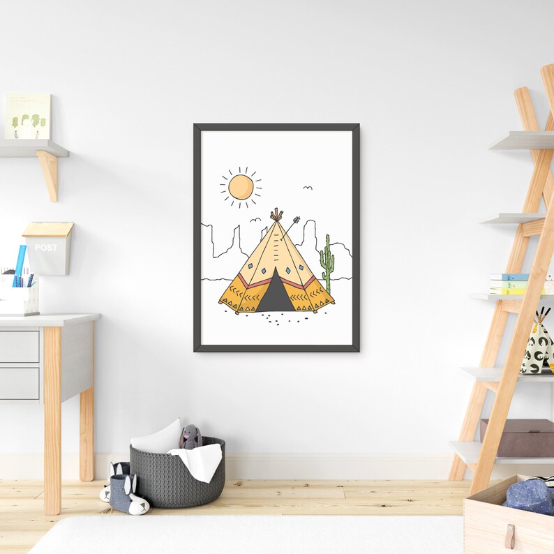 Teepee Little Indian Girl Indian Posters Wolf Indians Nursery Prints Set of 3 Prints Adventure Prints Wall Art Girls Boys Room Decor