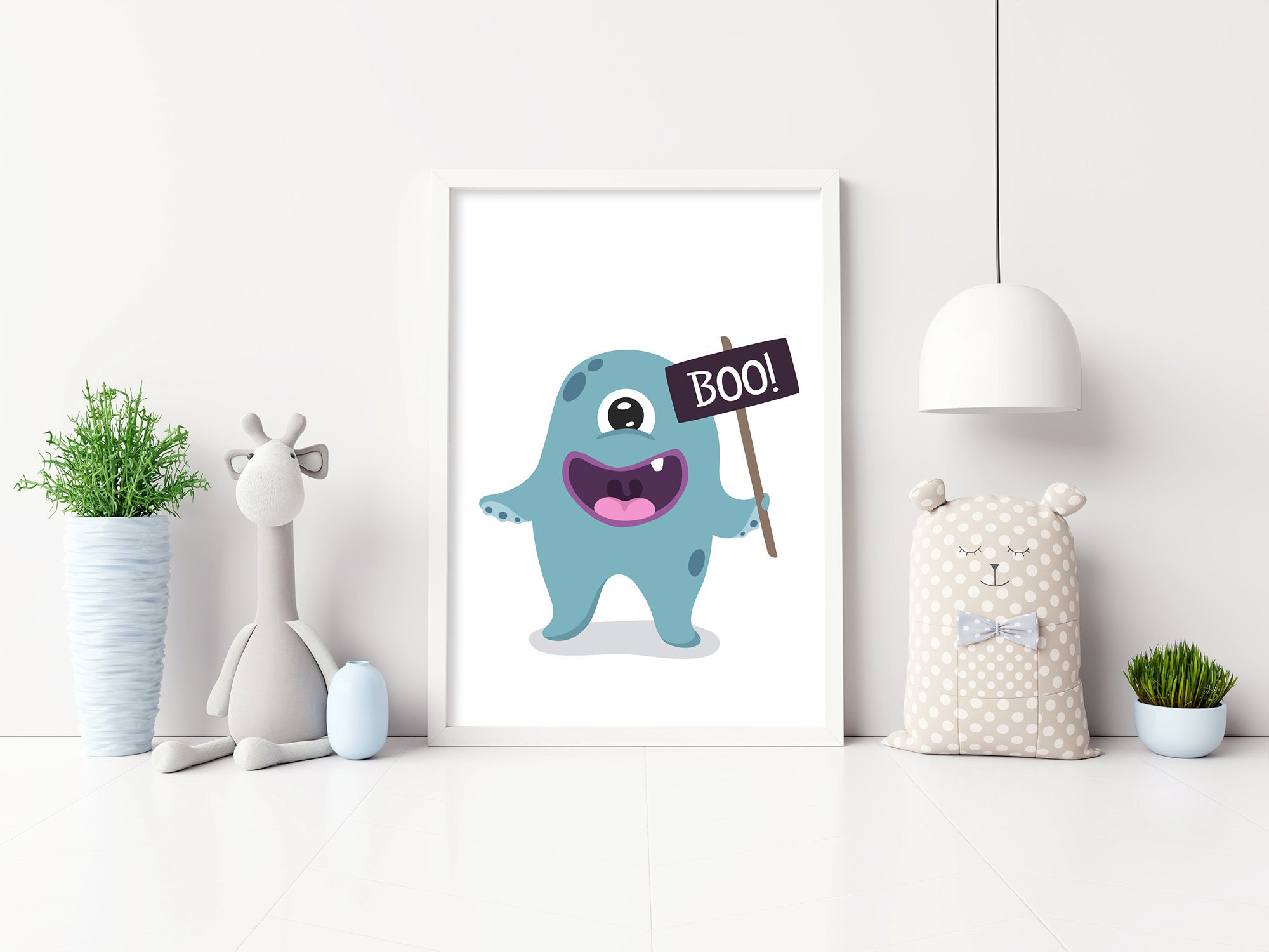 Kids Cute Monster Art Print, Monster Poster, Funny Monster Nursery Wall