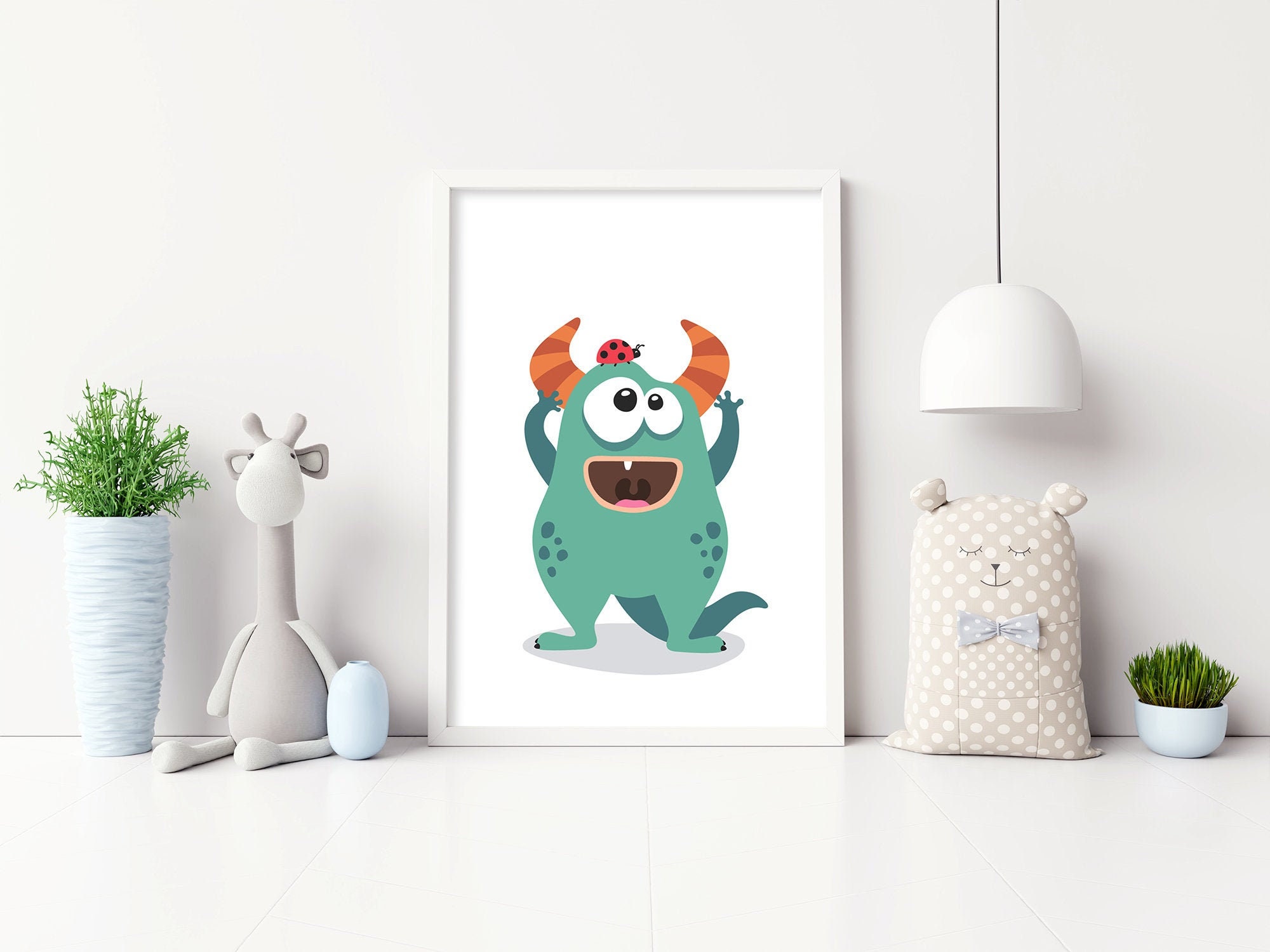 Kids Cute Monster Art Print, Monster Poster, Funny Monster Nursery Wall Art, Boys and Girls Playroom, Children Bedroom, Kids Room Decor