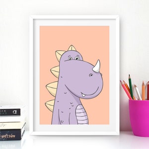 Dinosaur Nursery Print, Dinosaur Decor, Kids Room Decor, Kids Playroom Wall Art Poster, Cute Girls or Boys Print, Cartoon Room Decor, Dino