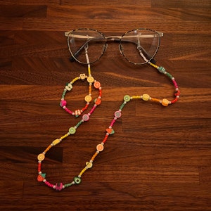 Fruit salad rainbow beaded glasses chain | Customisable | Pride | Y2K