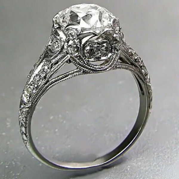 1930s Old European Cut Diamond Ring, Milgrain Art deco Diamond Ring, Woman's Engagement Ring, Vintage Ring, Antique Promise Edwardian Ring