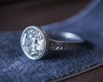 1930s Art deco Round Cut Ring, Old European Cut Diamond Retro Ring,Engagement Diamond Ring, Antique Edwardian Filigree Ring, Vintage Ring