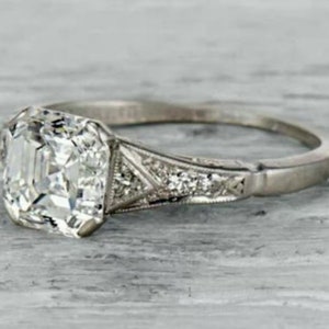 1930s Vintage Asscher Art Deco Ring, Art Deco Inspired Ring, Edwardian Wedding Ring, Retro Iconic Ring, Handmade Fine Jewelry, Women's Ring