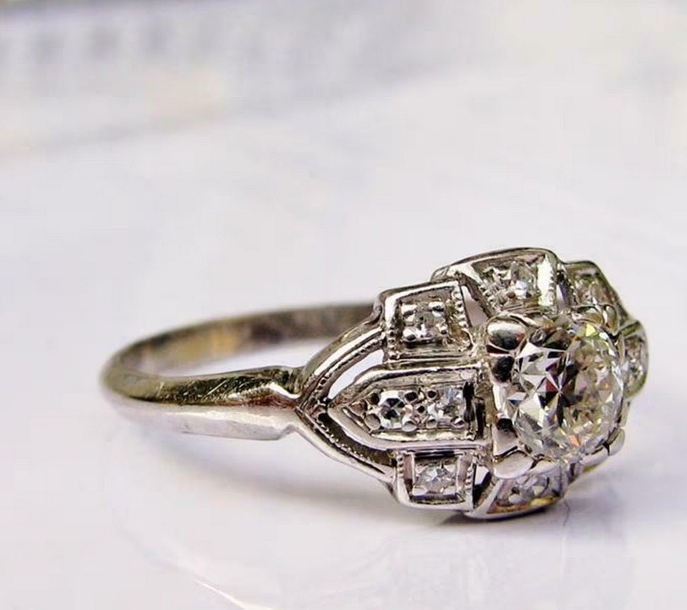 1930s Vintage Old European Diamond Ring, Retro Iconic Ring for Women ...