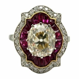 Antique Art Deco Old Mine Cushion Cut Diamond Ring, Iconic Retro Vintage Engagement Ring, Old European Diamond Ring, Handmade Ring For Her
