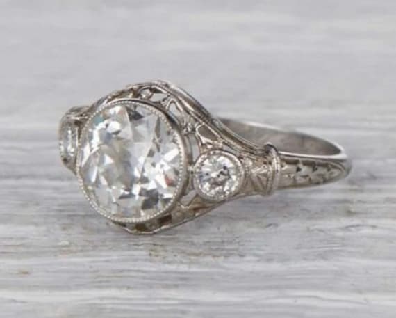 1930s Old European Engagement Ring, Antique Edwardian Ring, Handmade Vintage Anniversary Gift, Retro Iconic Ring, Art Deco Inspired Ring