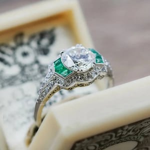 Old European Round Engagement Ring, Antique Vintage Retro Ring, Art Deco Unique Collection Ring,Antique Edwardian Ring,Handmade Fine Jewelry