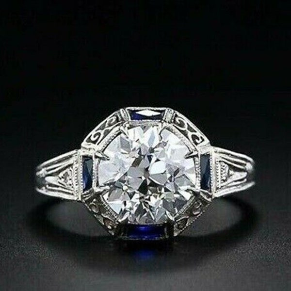 Vintage Old European Cut Diamond Ring, Edwardian Filigree Engagement Ring, Antique Art deco Engagement Diamond Ring, Handmade Ring For Her