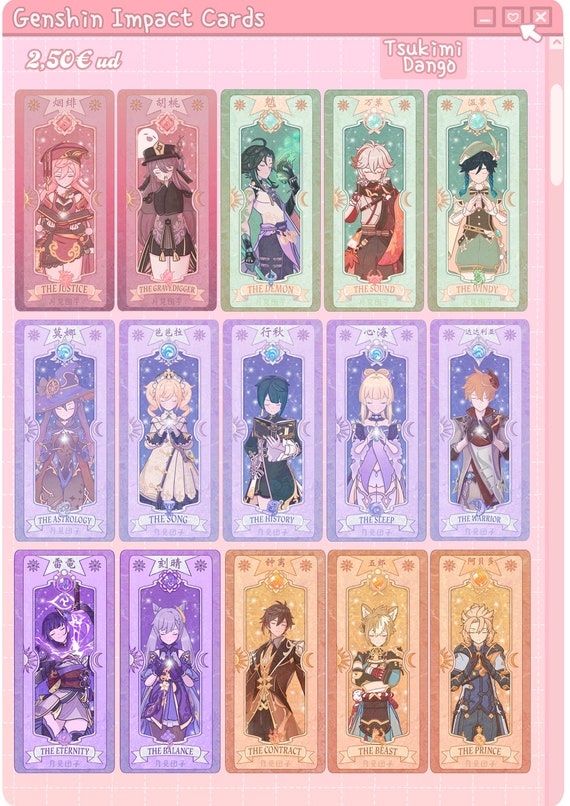 Genshin Impact Cards Etsy UK